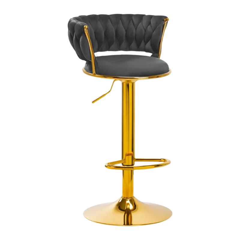 Taburete alto terciopelo con base dorada