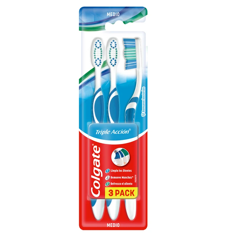 Cepillo Colgate Triple Accion Medio 3 Unidades X Paquete