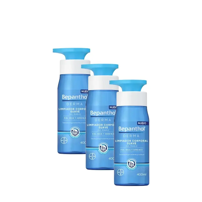 Bepanthol Derma Limpiador Corporal Suave, Pack 3 x 400 ml