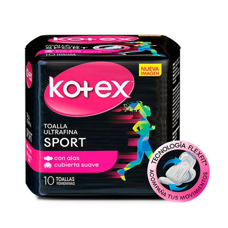 Toallas Higiénicas Kotex Ultrafina Sport Con Alas X 10 Unidades