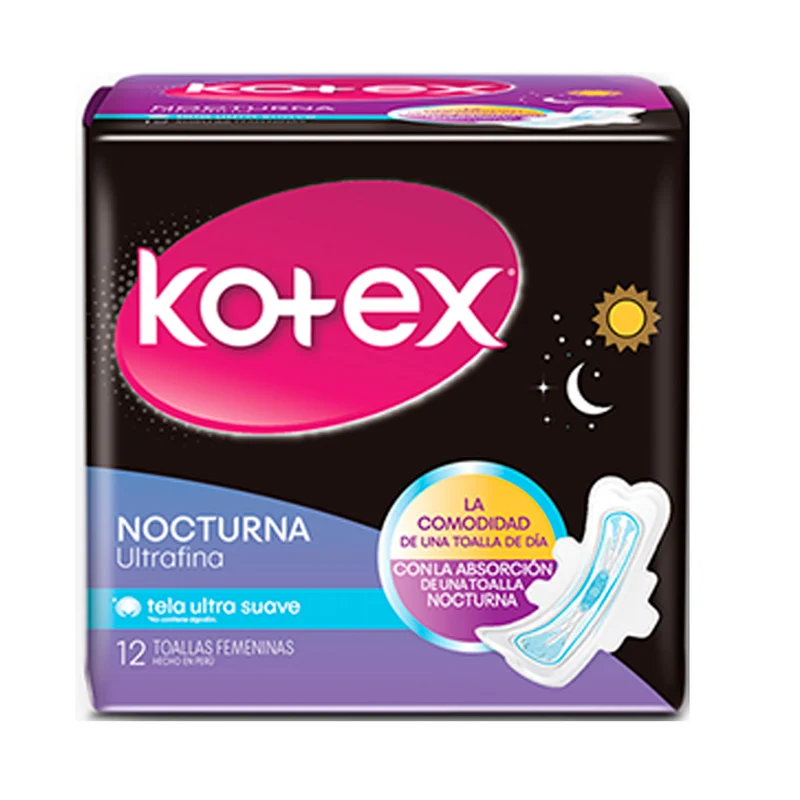Toallitas Femeninas Kotex Ultrafina Nocturna X 12 Unidades