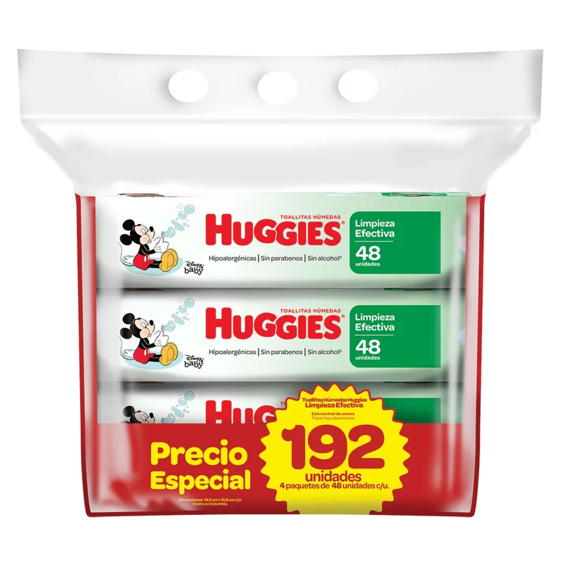 Toallitas Húmedas Limpieza Efectiva Huggies X 192 Unidades