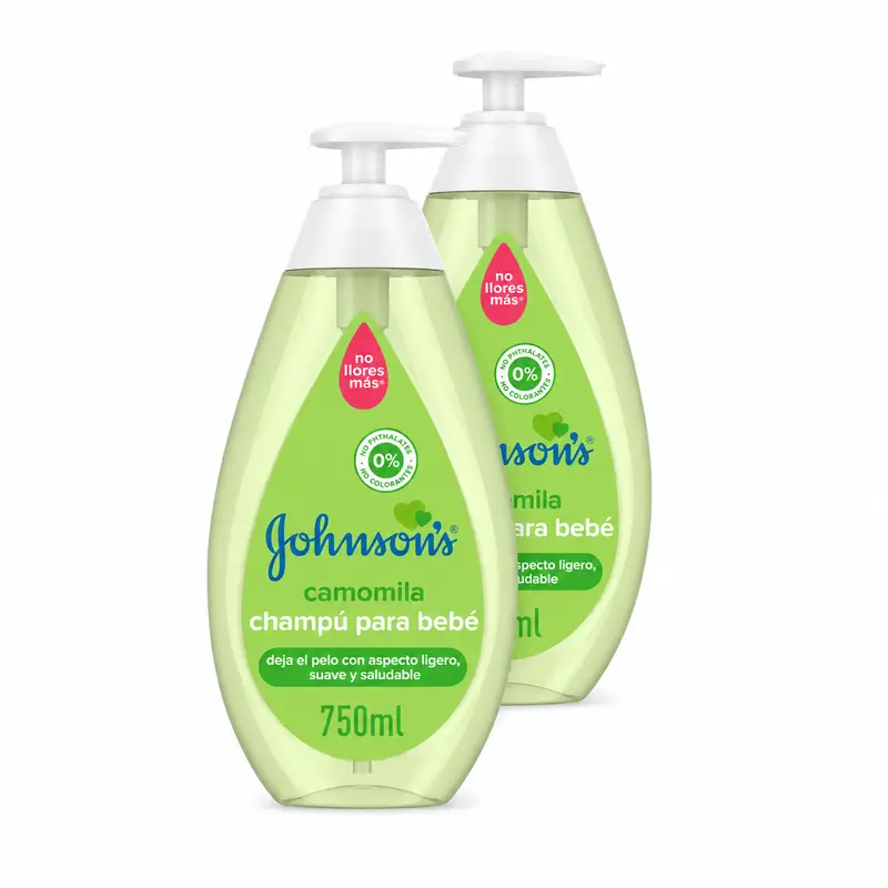 Johnson's Baby Champú Camomila, de Uso Diario, Limpia y Suaviza, Sin Sulfatos, Para Toda la Familia,Pack 2 x 750ml