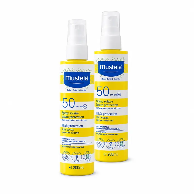 Mustela Leche Solar Muy Alta Protección SPF 50, Pack 2 x 200 ml