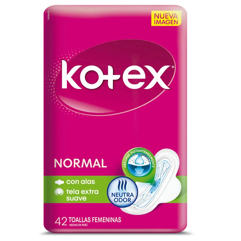 Toallas Higiénicas Kotex Normal Extra Suave Con Alas X 42 Unidades