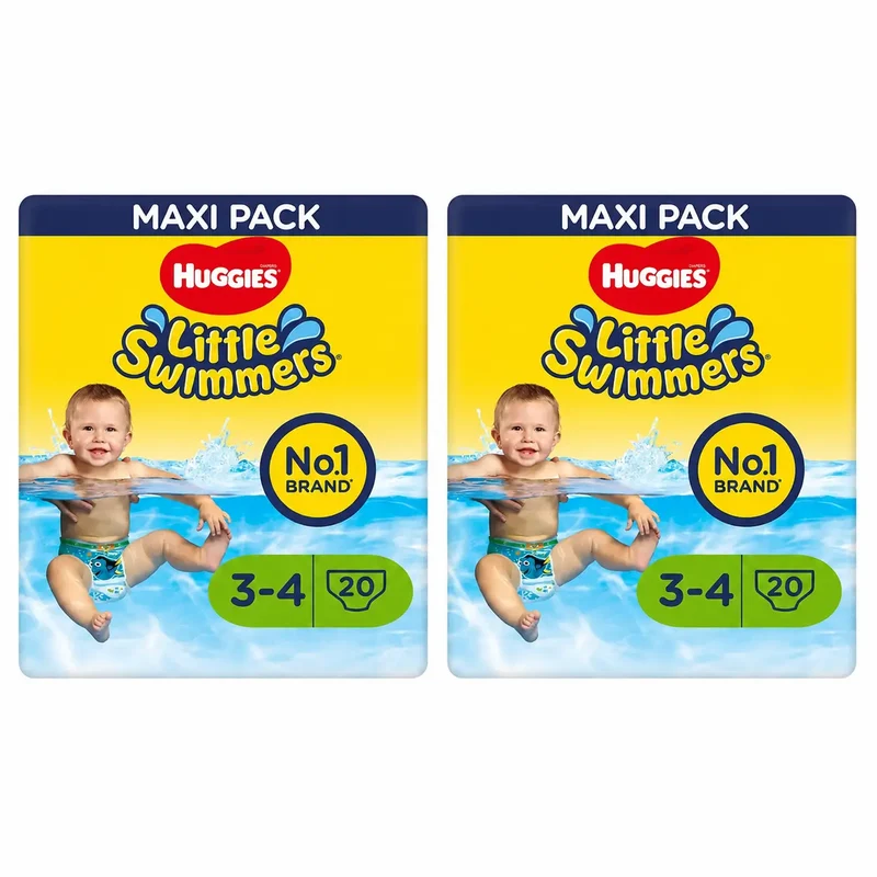 Huggies Little Swimmers Talla 3-4 (7 - 15 Kg), Pañales Bañadores, 20 unidades, pack 2