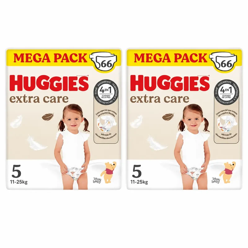 Huggies Extra Care Talla 5 (11-25 Kg) Pañal Para Bebé Disney , 66 unidades, pack 2