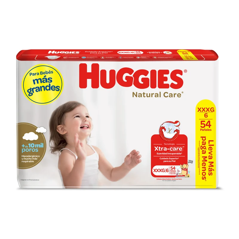 Pañales Natural Care Xxxg Huggies X 54 Unidades