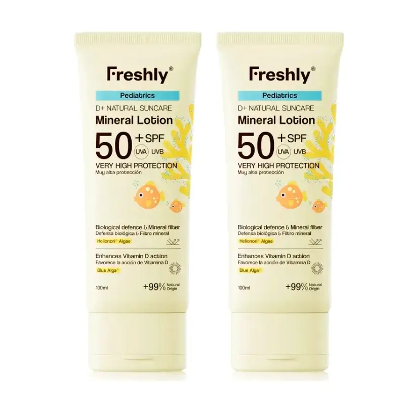 Freshly Pediatrics D+ Natural Suncare Mineral Lotion Spf50, Pack 2 x 100 ml