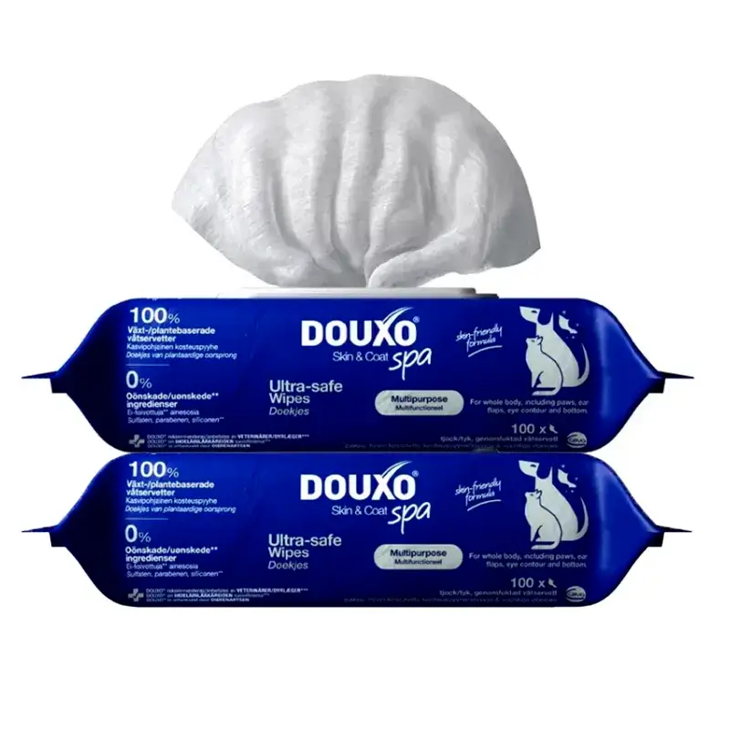 Douxo Skin & Coat Spa Toallitas Multiusos Para Perros Y Gatos, Pack 2 x 100 unidades