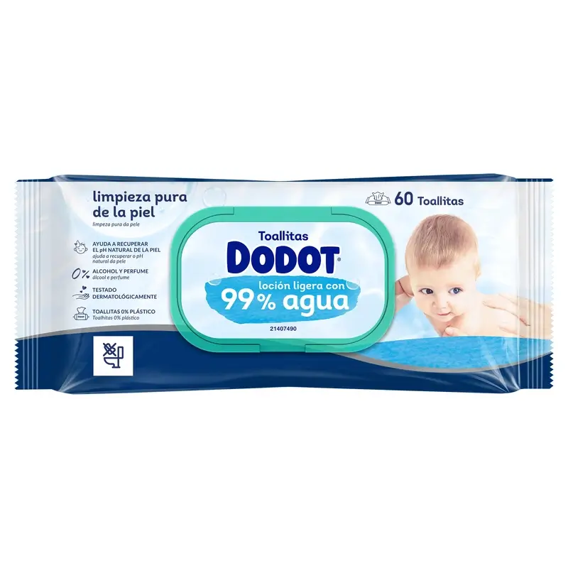 Dodot Toallitas 99% Aqua, 1x60, 60 unidades