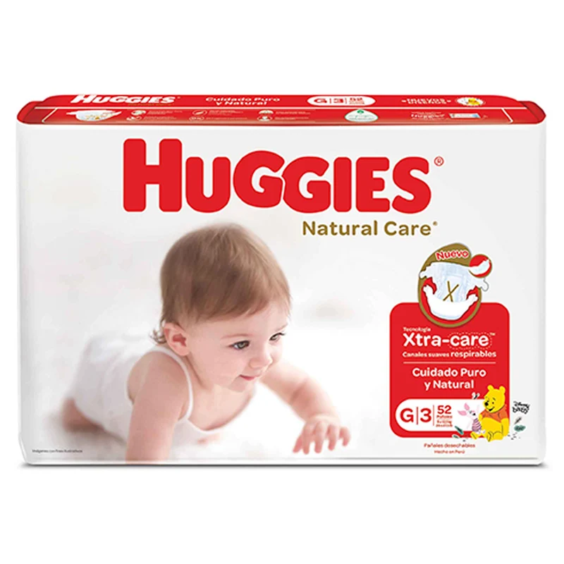Pañales Natural Care Unisex Huggies Talla G 9 A 12.5 Kg X 52 Unidades