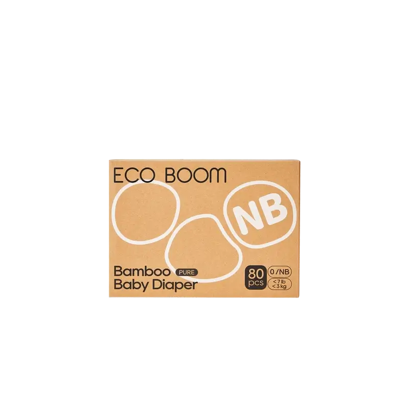ECO BOOM PURE Pañales ecológicos de bambú 100% natural- Talla 0/NB (1-3 kg) - 80 ud