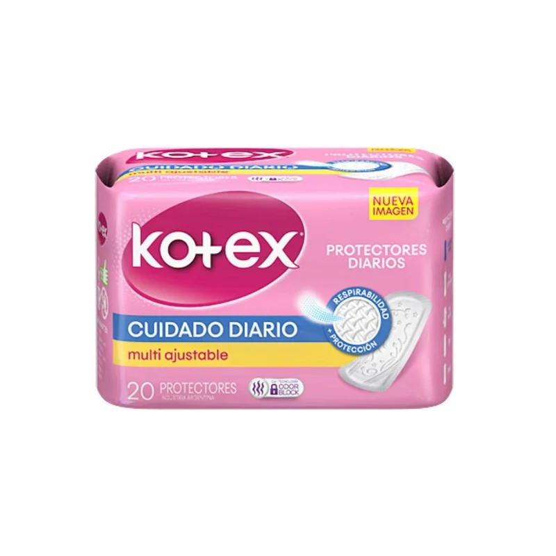 Protectores Diarios Kotex Cuidado Diario Multi Ajustables X 20 Unidades