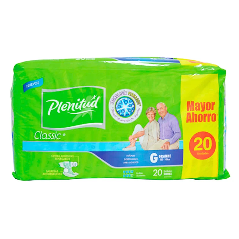 Plenitud Classic Panales Unisex Talla G X 20 Unidades