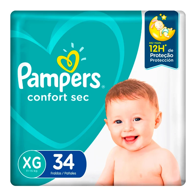 Pañales Confort Sec Pampers Talla Xg 11 A 15Kg X 34 Unidades