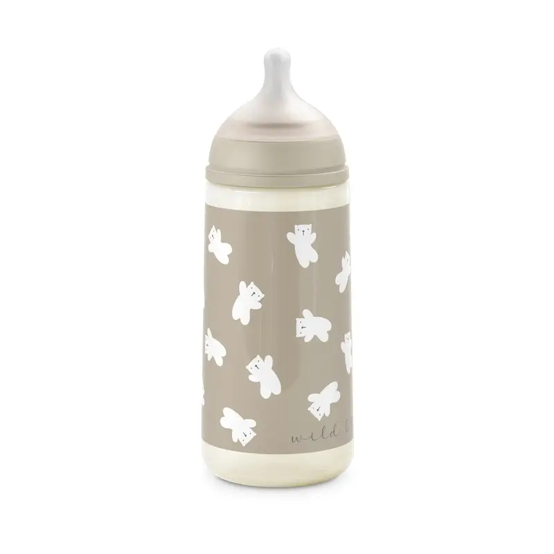 Suavinex Biberón Tetina Sx Pro De Flujo Denso (L) +6 Meses Wild&Free Beige, 360 ml