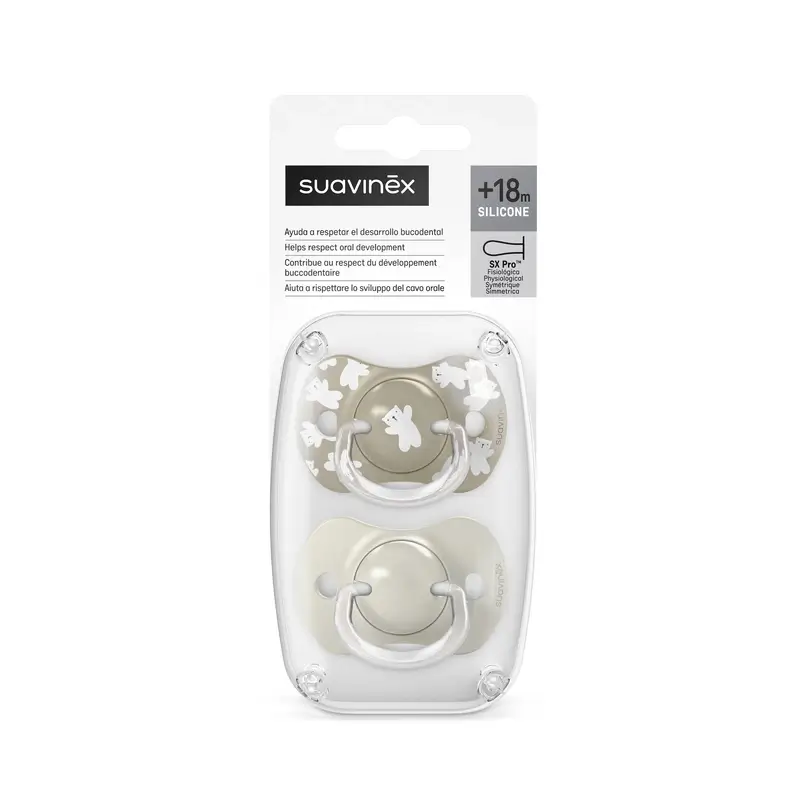 Suavinex Chupetes Tetina Sx Pro +18 Meses Wild&Free Beige, 2 unidades