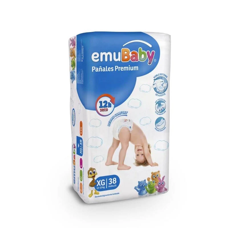 Pañales Premium Dermo Confort XG 34u EmuBaby
