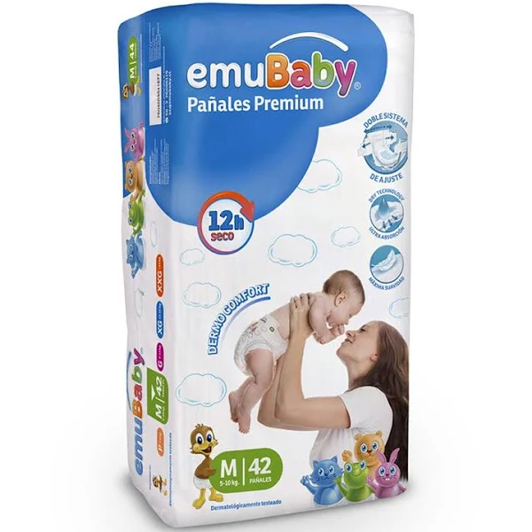 Pañales Premium Dermo Confort M 42u EmuBaby