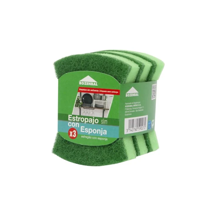 Estropajo verde c/esponja Rozenbal p3