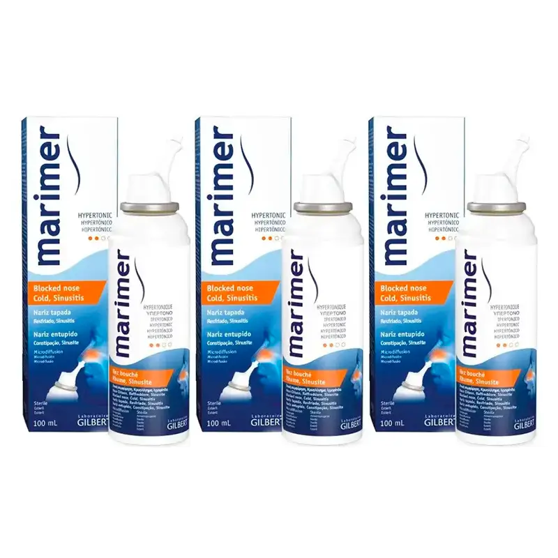 Marimer Agua De Mar Spray Nasal Hipertónico, Pack 3 x 100Ml