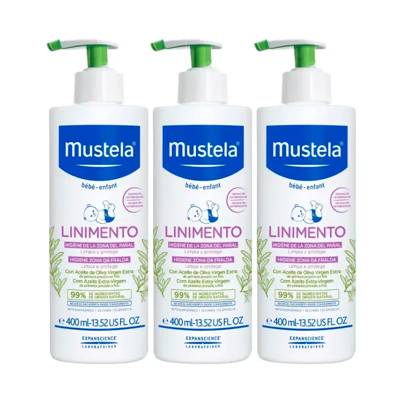 Mustela Linimento Higiene Infantil, Pack 3 x 400 ml