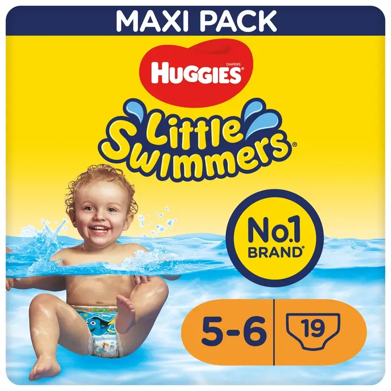 Huggies Little Swimmers Talla 5-6 (12-18 Kg), Pañales Bañadores, 19 unidades