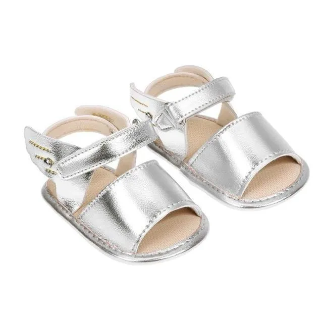 Newborn Baby Girls Wings Sandals Summer PU Solid Color Soft Casual Beach Shoes 0-18Months