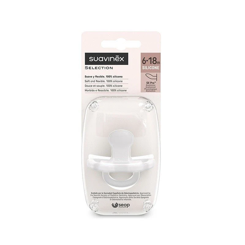 SUAVINEX Chupete Todosilicona SX Pro Anatómica 6-18 Meses (Blanco)