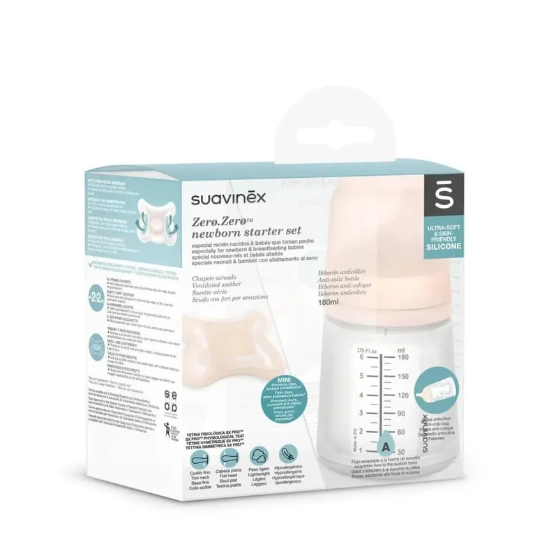 Suavinex Zero Set Biberón 180ml A +Chupete -2-2M Fair
